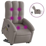 Cumpara ieftin Fotoliu electric masaj rabatabil cu ridicare, gri taupe, textil