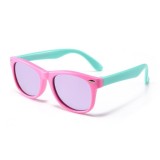 Ochelari de Soare pentru Copii cu Protectie UV - Techsuit (D802) - Pink / Green / Pink