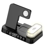 Cumpara ieftin Statie de incarcare fara fir, rapida de 30 W cu lampa de noapte RGB, Ceas cu alarma, Incarcator fara fir magnetic de 5 in l