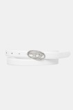 Diesel curea de piele OVAL D LOGO B-1DR STRASS 20 culoarea alb, X09972.P6364