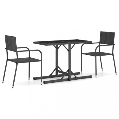 Set mobilier de gradina, 3 piese, negru foto