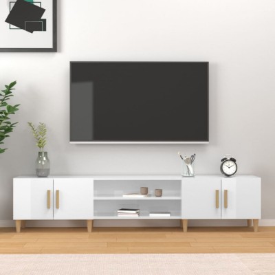 vidaXL Comodă TV, alb extralucios, 180x31,5x40 cm, lemn prelucrat foto