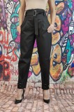 T582-1 Pantaloni casual bufanti cu elastic si cordon in talie, M, M/L, S, S/M