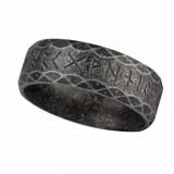 Inel otel inoxidabil negru cu aspect antic Rune (Marime inele - EU: 59 -