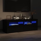 Cumpara ieftin Comodă TV cu lumini LED, negru extralucios, 120x35x40 cm