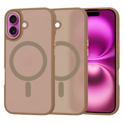 Husa MagSafe pentru Apple iPhone 16 Plus, Techsuit, HaloFrost, Maro foto