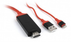 Cablu Gembird Lightning - HDMI 1.8m Black foto