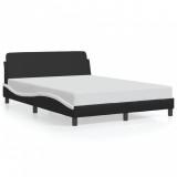 VidaXL Cadru de pat cu tăblie, negru și alb,140x190cm, piele ecologică