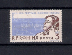 ROMANIA 1961 - AL II-LEA FESTIVAL GEORGE ENESCU, MNH - LP 522 foto