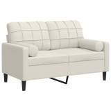 Cumpara ieftin Canapea cu 2 locuri cu pernute, crem, 120 cm, catifea