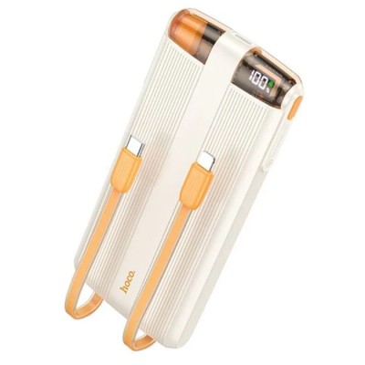 Baterie externa cu Cabluri integrate, Hoco J127A, Type-C + Lightning, Powerbank 10.000mAh, Beige foto