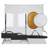 VidaXL Kit studio foto cu set de lumini, fundal și reflector