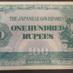 Bancnota OCUPATIE JAPONEZA IN BURMA - 100 RUPII, anul 1944 *cod 445