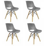 Set 4 scaune stil scandinav, PP, lemn, max 100 kg, gri, 45x55x78 cm, Lars GartenVIP DiyLine, Jumi