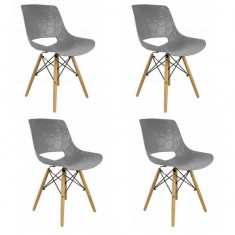 Set 4 scaune stil scandinav, PP, lemn, max 100 kg, gri, 45x55x78 cm, Lars GartenVIP DiyLine