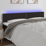 VidaXL Tăblie de pat cu LED, negru, 160x5x78/88 cm, textil