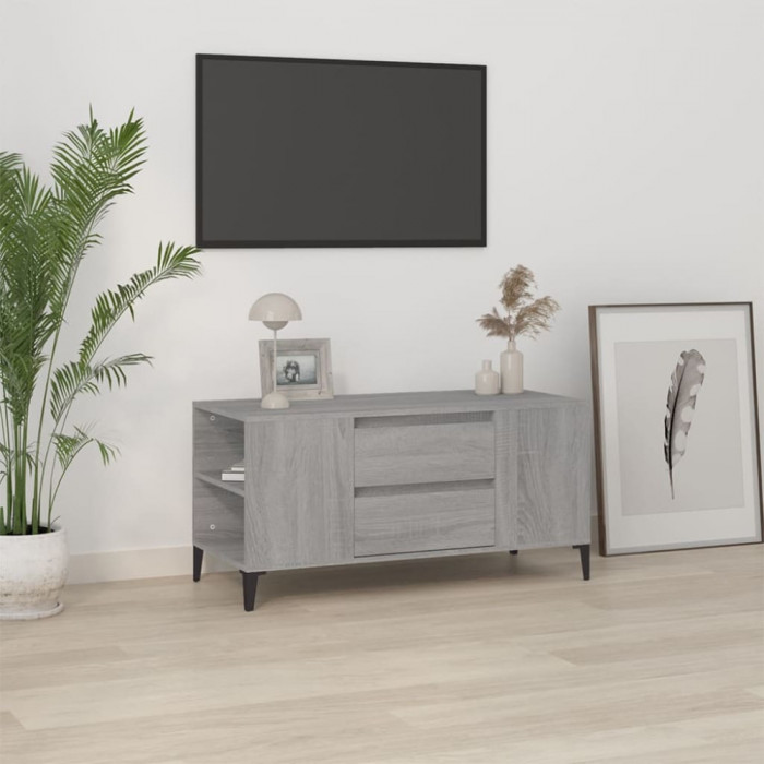 Comoda TV, gri sonoma, 102x44,5x50 cm, lemn prelucrat GartenMobel Dekor