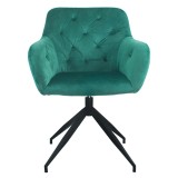 Cumpara ieftin Scaun pivotant catifea verde negru Veleza 66x66x83 cm