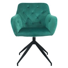 Scaun pivotant catifea verde negru Veleza 66x66x83 cm