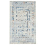 Covor DOMINO PLUS DS02B, polipropilena/poliester, gri/albastru, 150 x 230 cm, Dreptunghi