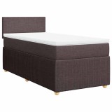Cumpara ieftin Pat box spring cu saltea, maro inchis, 80x200 cm, textil