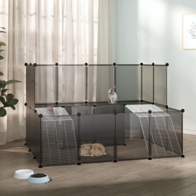 vidaXL Cușcă pentru animale mici, negru, 143x107x93 cm, PP și oțel 340569 foto