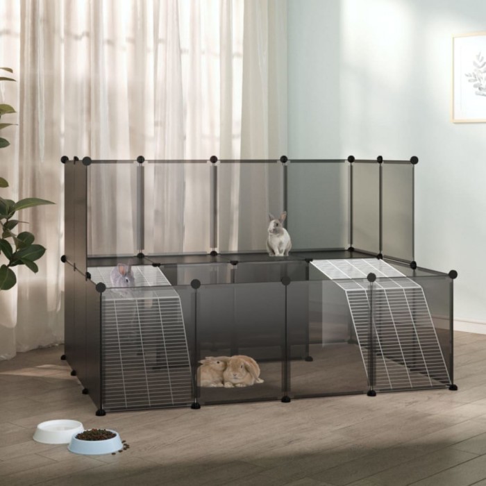 vidaXL Cușcă pentru animale mici, negru, 143x107x93 cm, PP și oțel 340569