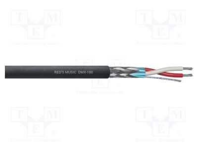 Cablu DMX 2x0,25mm&amp;sup2; litat 110&amp;Omega; negru 500m REDS MUSIC foto