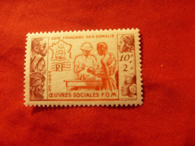 Serie Cote Francais de Somalis 1950 - Opere Sociale FOM , 1 valoare foto