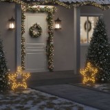 Decorațiune stea cu lumini de Crăciun cu țăruși, 80 LED, 60 cm