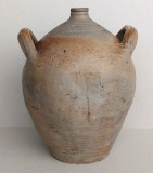 Amfora vintage 28cm, vaza ceramica cu 2 toarte si gat stramt, peste 100 ani