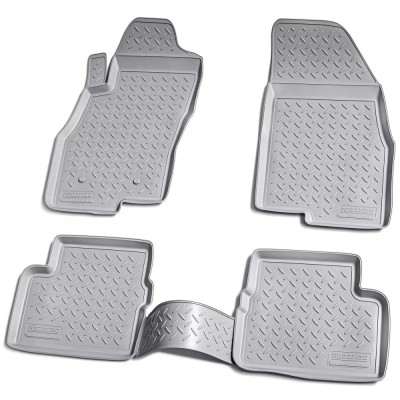Set de 4 covorase gri din cauciuc 3D stil tavita premium pentru Fiat Punto, Evo, Grande 199 2005-2018 foto