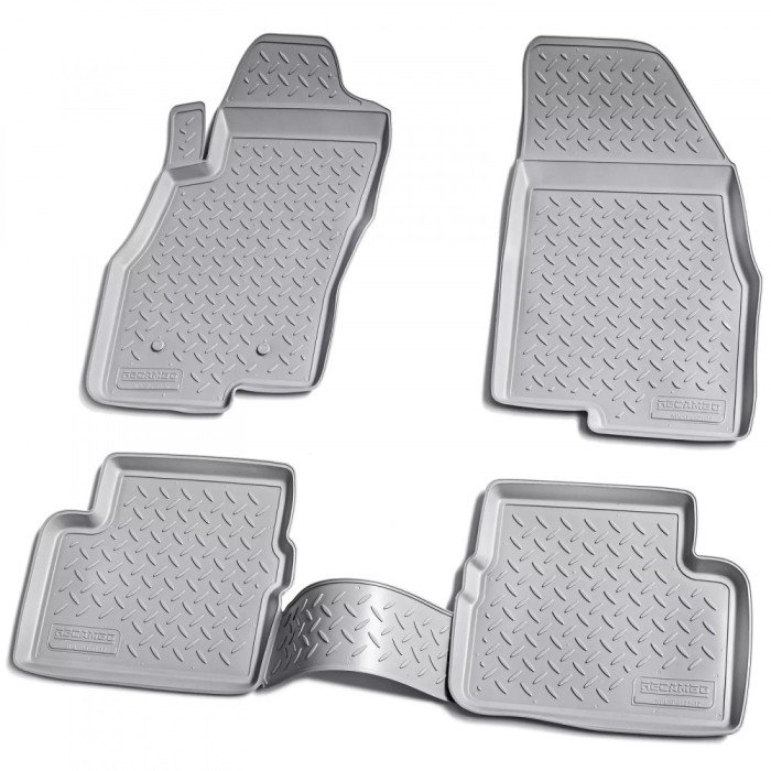 Set de 4 covorase gri din cauciuc 3D stil tavita premium pentru Fiat Punto, Evo, Grande 199 2005-2018