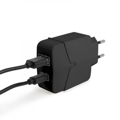 Adaptor de retea USB + Type-C PD18W cu incarcare rapida - negru foto