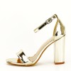 Sandale Dama Elegante Aurii Toc Gros 10cm Piele Eco Lacuita Sofiline BL720