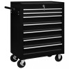 Carucior Scule Atelier 7 Sertare, Negru, Roti Pivotante cu Frana, Otel, 690x330x772mm