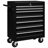 Carucior de scule pentru atelier cu 7 sertare, negru GartenMobel Dekor