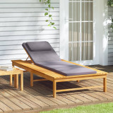 Șezlong vidaXL Gri &Icirc;nchis, Lemn Acacia, Saltea &amp; Perna, Spatar Reglabil, 200x95 cm, Gradina/Terasa