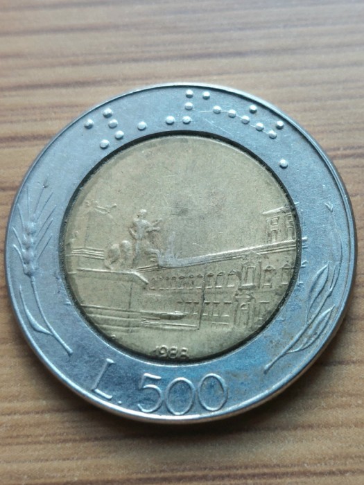 Moneda Italia 500 lire 1988