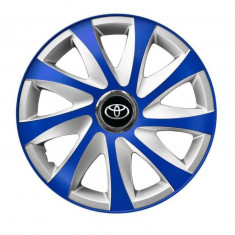 Set 4 Capace Roti pentru Toyota, model Extra Drift Blue & Silver, R15
