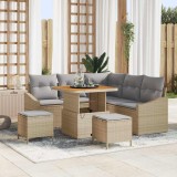 VidaXL Set de canapele pentru grădină cu pernă 8 pcs Bej Rattan poli