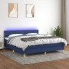 VidaXL Pat cu arcuri, saltea și LED, albastru, 180x200 cm, textil 3133659