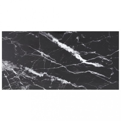 vidaXL Blat masă negru 100x50 cm 6 mm sticlă securizată design marmură foto