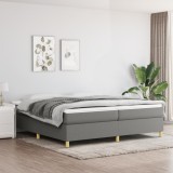 vidaXL Pat box spring cu saltea, gri &icirc;nchis, 200x200 cm, textil