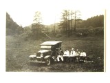 Rara! Masina de epoca cu numar de Brasov la picnic,carte poștala foto din anii 30
