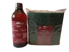 Prep&rsquo;N&rsquo;Shine-Pure Teak Oil &amp; Hand Pad&rsquo;s Mix Abrasive, alb, negru, verde, 500 ml