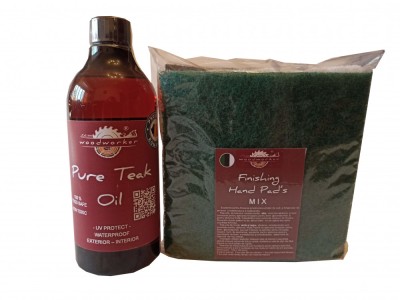 Prep&amp;rsquo;N&amp;rsquo;Shine-Pure Teak Oil &amp;amp; Hand Pad&amp;rsquo;s Mix Abrasive, alb, negru, verde, 500 ml foto