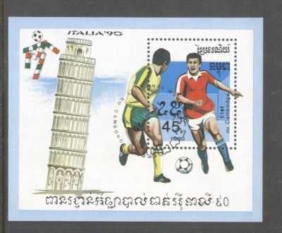 Cambodia 1990 World Cup Football Mi.B171 used TA.148 foto