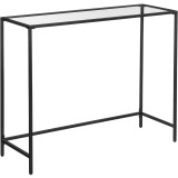 VASAGLE Masa de intrare, blat din sticla securizata, cadru din metal, pentru sufragerie, 100x35x80cm, negru Household NewTrend