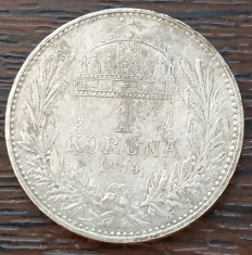 (A967) MONEDA DIN ARGINT UNGARIA - 1 KORONA 1914 COROANA, FRANZ JOSEPH